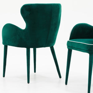 Homeroots Modern Green Velvet With White Dining Or Side Chair  Metal 384359