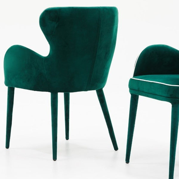Homeroots Modern Green Velvet With White Dining Or Side Chair  Metal 384359