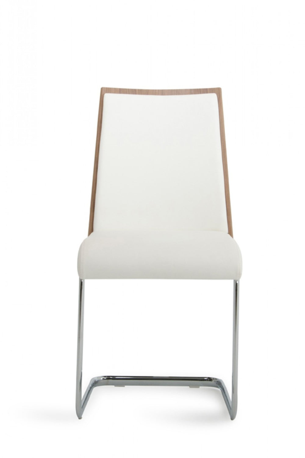 HomeRoots Set of Two Stylish White and Silver Faux Leather Dining Chairs for Modern Spaces & Comfort 384362