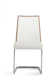 Homeroots Set Of 2 Modern White Faux Leather And Walnut Finish Dining Chairs  Metal 384362