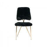 Set of 2 Elegant Gold and Black Fabric Dining Chairs - Stylish, Solid Back, Versatile Seating Option