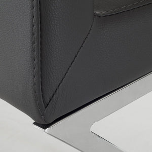 Homeroots Set Of Two Gray And Silver Upholstered Faux Leather Dining Side Chairs  Metal 384367