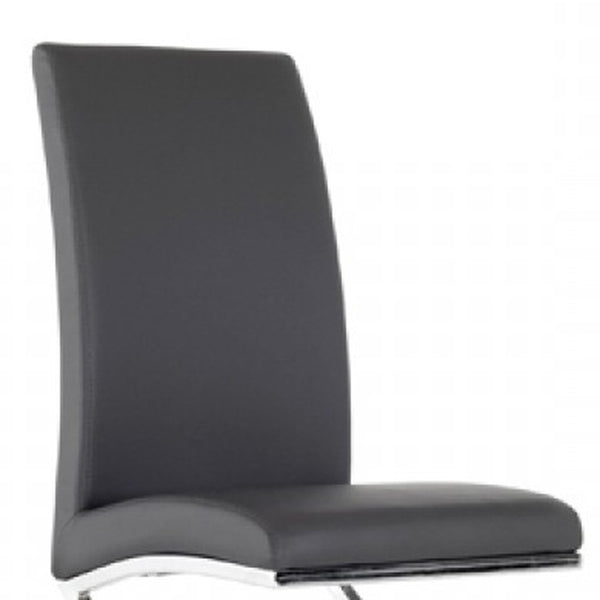 Homeroots Set Of Two Gray And Silver Upholstered Faux Leather Dining Side Chairs  Metal 384367