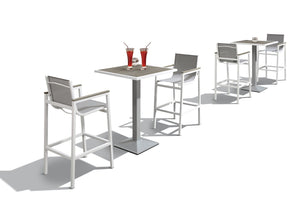 Homeroots 3 Piece Modern White And Gray Outdoor Bar Set  Aluminum 384368