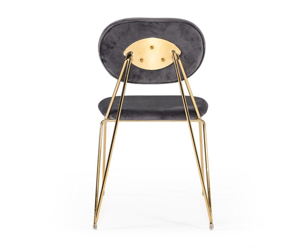 Homeroots Set Of 2 Mid Century Mod Grey Velvet And Gold Dining Chairs  Metal 384372