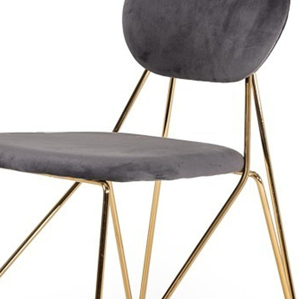 Homeroots Set Of 2 Mid Century Mod Grey Velvet And Gold Dining Chairs  Metal 384372