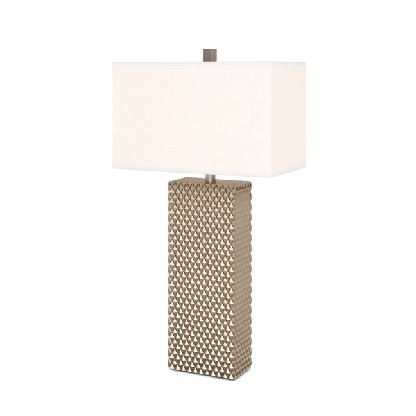 Homeroots Set Of Two 29" Gold Waffle Table Lamps With White Shade   384398