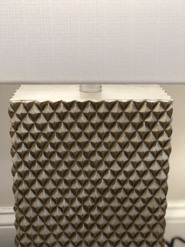 Homeroots Set Of Two 29" Gold Waffle Table Lamps With White Shade   384398