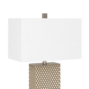 HomeRoots Set of Two 29" Gold Waffle Table Lamps with White Linen Shade for Modern Home Décor Style 384398