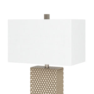 Homeroots Set Of Two 29" Gold Waffle Table Lamps With White Shade   384398
