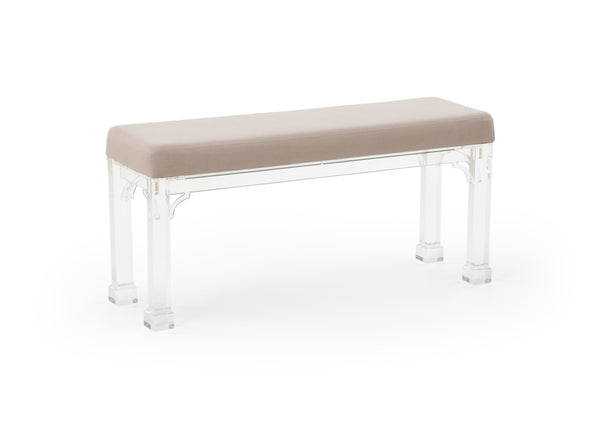 Chelsea House Madison Clear Acrylic Bench With Removable Muslin Cushion — Streamlined Modern Entryway Seating, 41" 384399