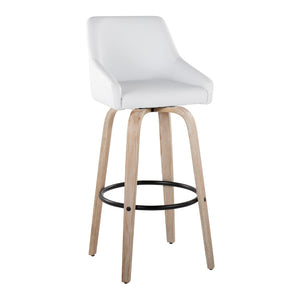 English Elm 30" Swivel Barstools Set of 2 Whitewashed Wood Faux Leather Gold Frame Counter Height B202S01922