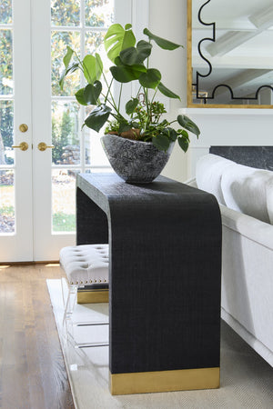 Chelsea House Soho Tufted Bench With Clear Acrylic Frame, Muslin Upholstery & Nailhead Trim — Stylish Compact Seat 384406