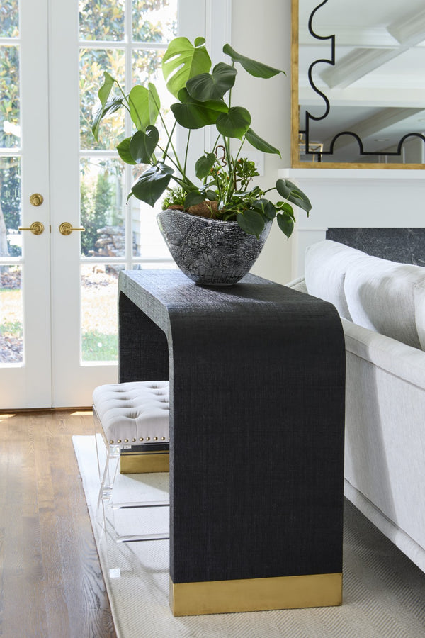 Chelsea House Soho Tufted Bench With Clear Acrylic Frame, Muslin Upholstery & Nailhead Trim — Stylish Compact Seat 384406