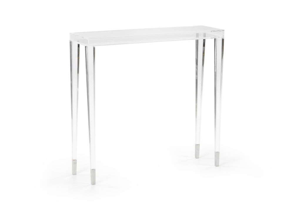 Chelsea House Berkshire Clear Acrylic Hall Table By Claire Bell — Slim 35"W Polished Nickel Feet, Modern Entryway Elegance 384407