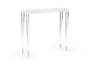 Chelsea House Berkshire Clear Acrylic Hall Table By Claire Bell — Slim 35"W Polished Nickel Feet, Modern Entryway Elegance 384407