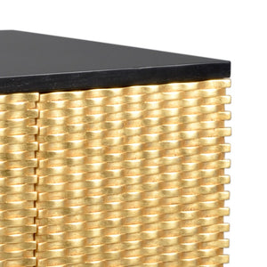 Chelsea House Gold James Sideboard With Antique Gold Leaf Woven Facade, 6 Touch-Release Doors, 84"W Storage Elegance 384411