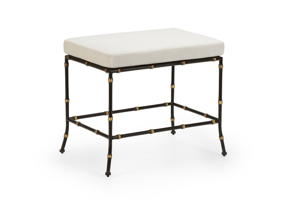 Chelsea House Saigon Bench By Jamie Merida — Espresso & Gold Bamboo-Inspired Frame With Cream Ultrasuede Seat For Entryways 384422