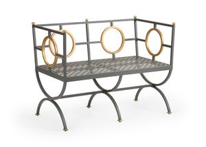 Chelsea House Circle Bench With Dark Steel Frame & Antique Gold Accents — Low-Profile Circular Seating For Entryway, Bedroom, Living Room (Durable Steel) 384425