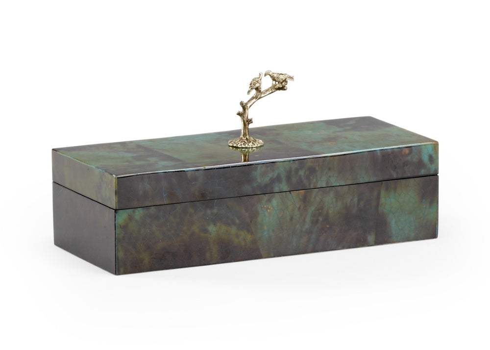 Chelsea House Bird Tiger Pen Shell Decorative Box With Silver-Plated Bird Handle — Lined Jewelry & Trinket Case 384440