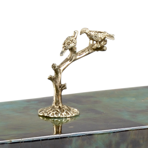 Chelsea House Bird Tiger Pen Shell Decorative Box With Silver-Plated Bird Handle — Lined Jewelry & Trinket Case 384440