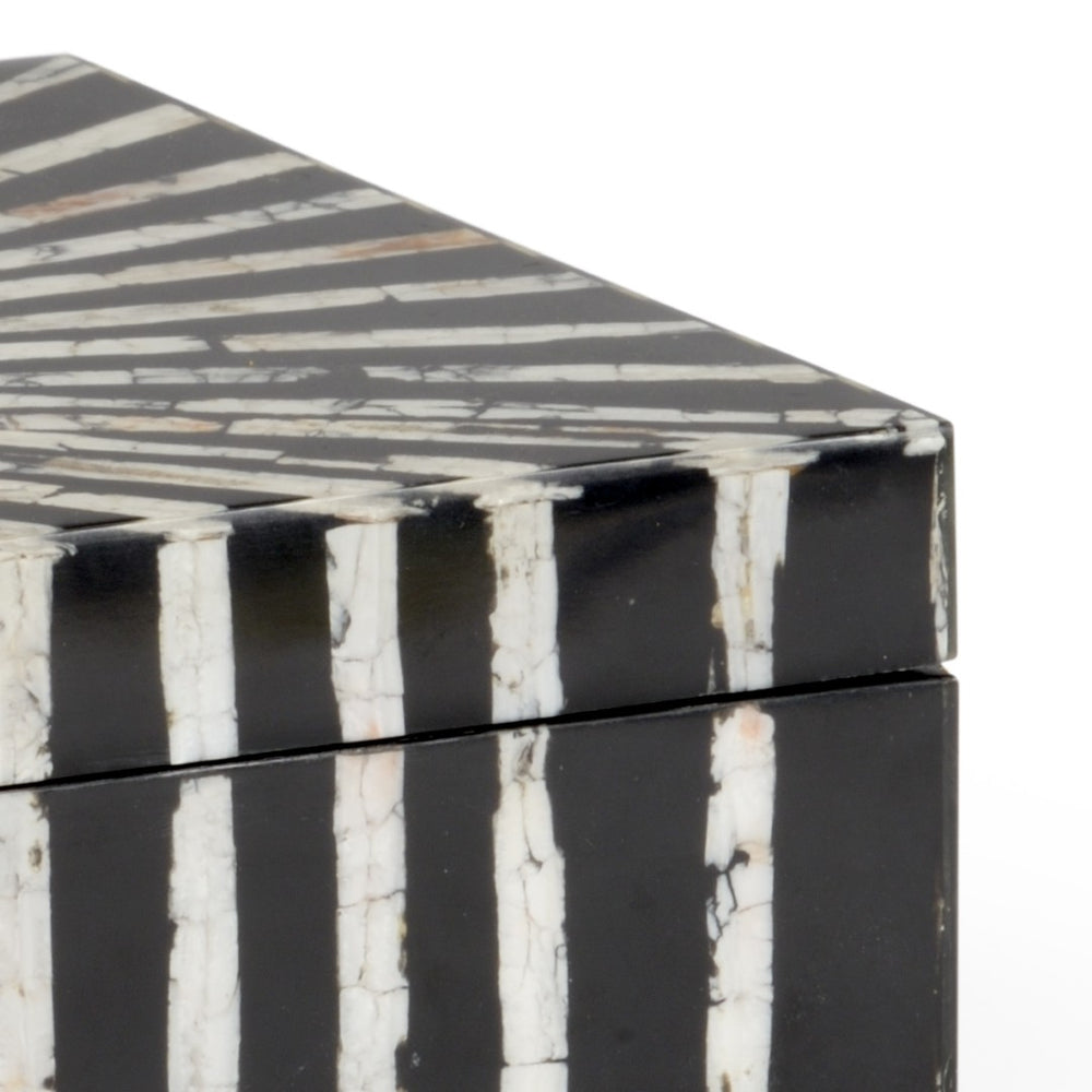 Chelsea House Razor Handcrafted Shell Box With Starburst Inlay — Coastal Wood Storage Lined In Black Fabric, 14.25" 384451