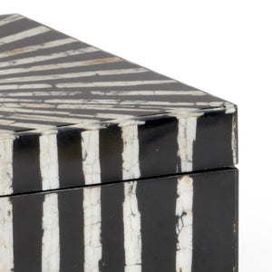 Chelsea House Razor Handcrafted Shell Box With Starburst Inlay — Coastal Wood Storage Lined In Black Fabric, 14.25" 384451