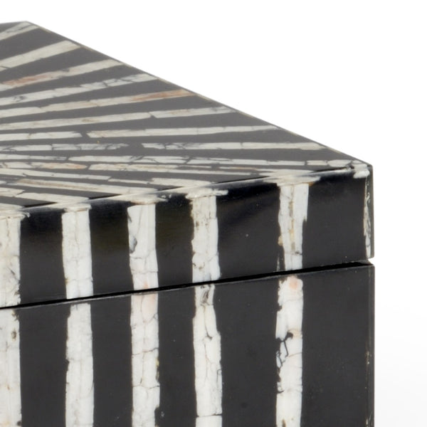 Chelsea House Razor Handcrafted Shell Box With Starburst Inlay — Coastal Wood Storage Lined In Black Fabric, 14.25" 384451