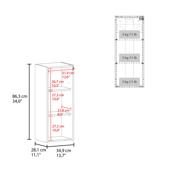 English Elm White Folding Table with Storage Shelves, Modern Rectangular White Accent Table with 3 Open Tiers for Organizing Rooms, Hallways, Entryways (66.4" H) B062P290293