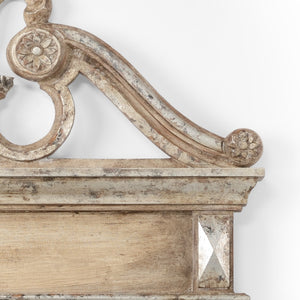 Chelsea House Grand Old World Silver Framed Mirror With Prince Of Wales Pediment, Antique Glass, 60" H X 32" W 384497