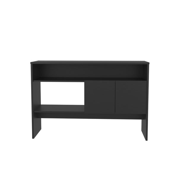 English Elm Bellagio Narrow 48.7" 2-Tier Console Table in Black with Double-Door Cabinet & Open Shelves, Compact Stylish Storage B070P234363