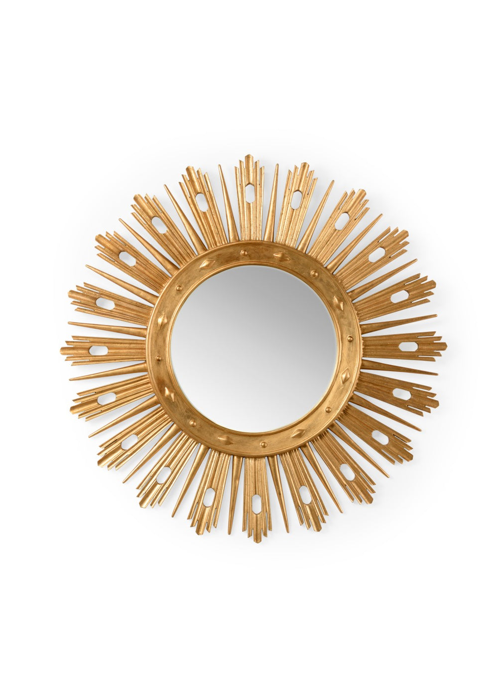 Chelsea House Wasden Round Antique Gold Leaf Mirror 54" — Vintage Distressed Frame, Clear Reflection, Ready-To-Hang 384504