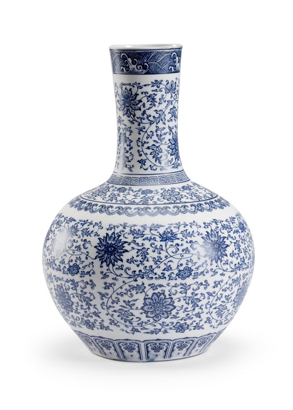 Chelsea House Edo Matte Blue-And-White Ceramic Vase 18" H X 12" W — Contemporary Statement Piece For Modern DéCor 384516