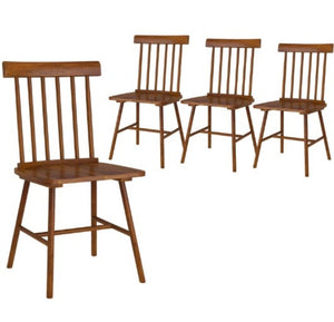 English Elm Wood Windsor Spindle Back Dining Chair Set of Four Solid Rubberwood Farmhouse Matte Black T3971P428193