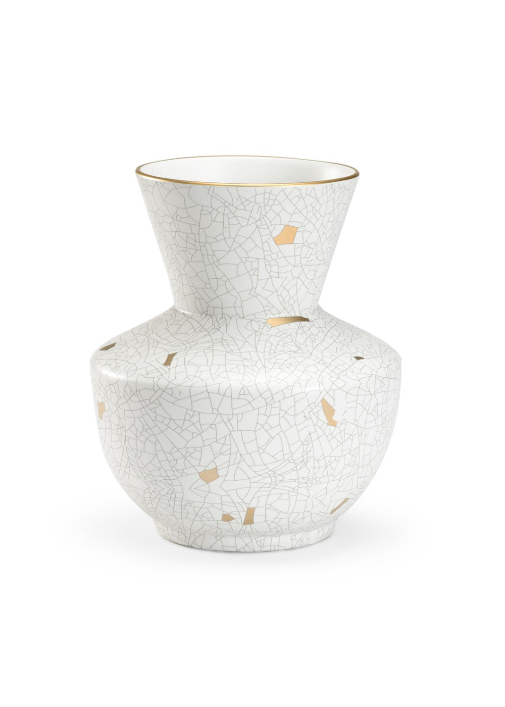 Chelsea House Crackled Vintage-Glow Vase With Metallic Gold & Cream Crackle Finish — Sculptural 13.5" Accent Decor 384535