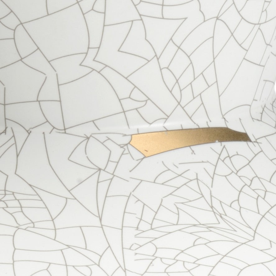 Chelsea House Crackled Vintage-Glow Vase With Metallic Gold & Cream Crackle Finish — Sculptural 13.5" Accent Decor 384535