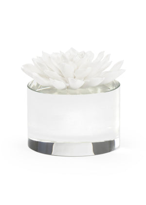 Chelsea House Succulent Handmade Matte White Porcelain Sculpture On Clear Crystal Base — Claire Bell Accent Decor 384543