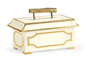 Chelsea House Pagoda Cream Tole Decorative Box With Gold Trim — Hand-Finished Asian-Inspired Storage Accent 384551