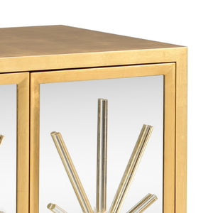 Chelsea House Starburst Rock Crystal Cabinet With Mirrored Doors, Gilt Gold Leaf Finish & Antique Brass Handles 384553