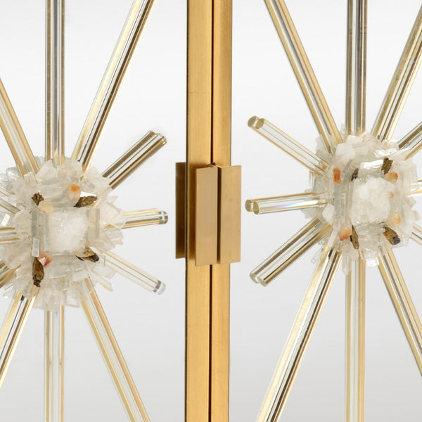Chelsea House Starburst Rock Crystal Cabinet With Mirrored Doors, Gilt Gold Leaf Finish & Antique Brass Handles 384553