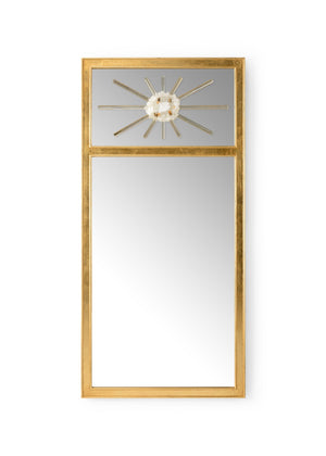 Chelsea House Crystal Rock Crystal Trumeau Mirror 62"H X 30"W — Antique Gold Beveled Frame, Luminous Statement Piece 384554