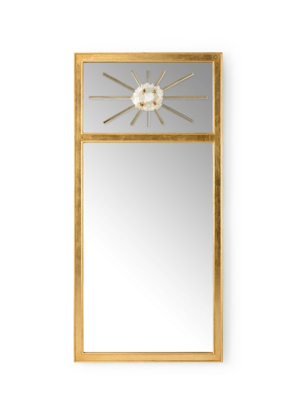 Chelsea House Crystal Rock Crystal Trumeau Mirror 62"H X 30"W — Antique Gold Beveled Frame, Luminous Statement Piece 384554