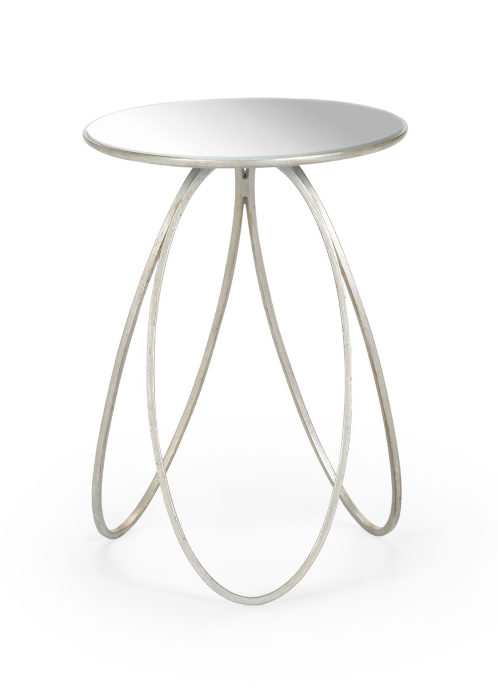 Chelsea House Tri-Leg Sculptural Accent Table With Mirrored Top, Silver Metal Oval Base For Modern Spaces 384561