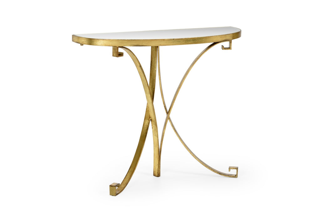 Chelsea House Cain Antique Gold Mirror-Top Console Table — Slim 40"W Entryway Accent With Durable Metal Frame 384562