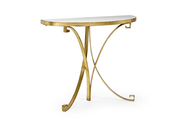 Chelsea House Cain Antique Gold Mirror-Top Console Table — Slim 40"W Entryway Accent With Durable Metal Frame 384562