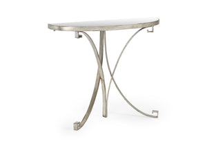 Chelsea House Cain Mirrored Console Table In Antique Silver Finish — Slim Entryway Accent, Reflective Vintage Trim, Durable Surface 384563