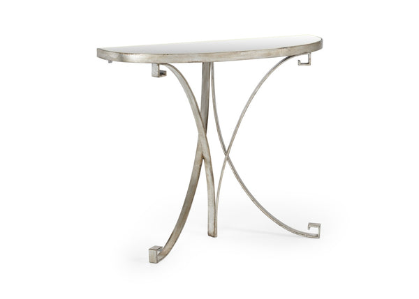 Chelsea House Cain Mirrored Console Table In Antique Silver Finish — Slim Entryway Accent, Reflective Vintage Trim, Durable Surface 384563