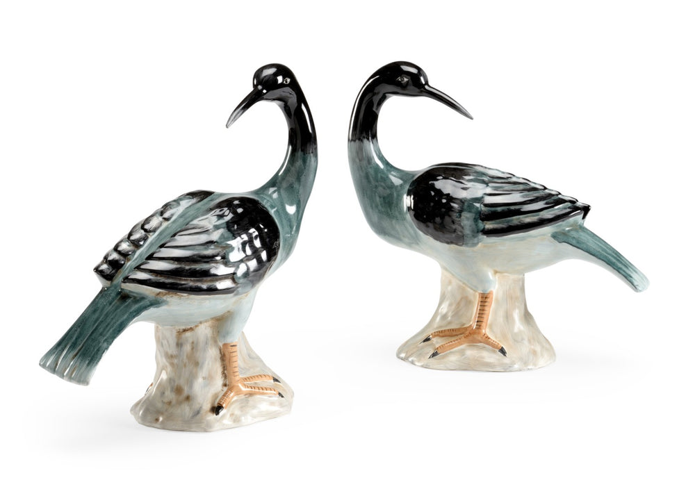 Chelsea House Loon Sculptures Pair By Claire Bell — Hand-Painted Green Waterfowl Figurines, Artisan Mantel Accent 384575
