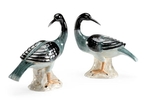 Chelsea House Loon Sculptures Pair By Claire Bell — Hand-Painted Green Waterfowl Figurines, Artisan Mantel Accent 384575