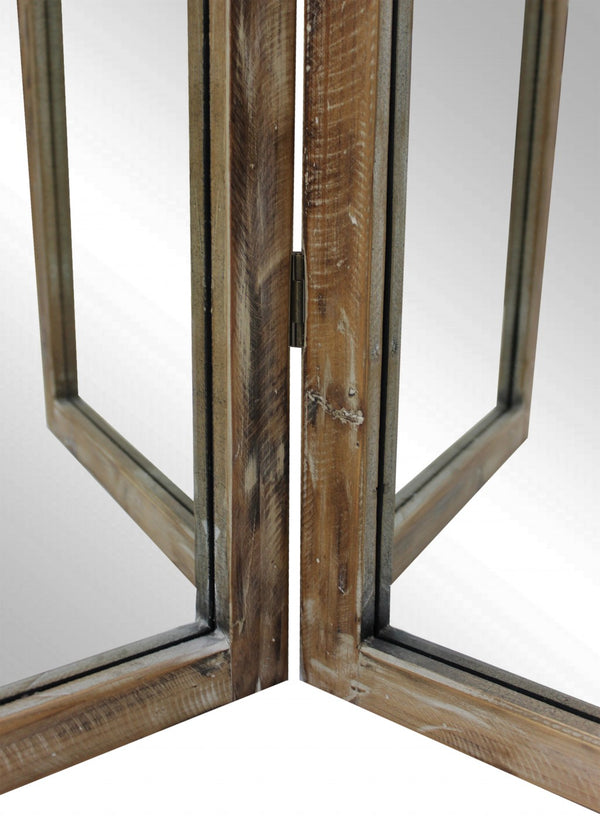 Homeroots Three Panel Natural Zig Zag Wood Room Divider Screen  Wood 384578